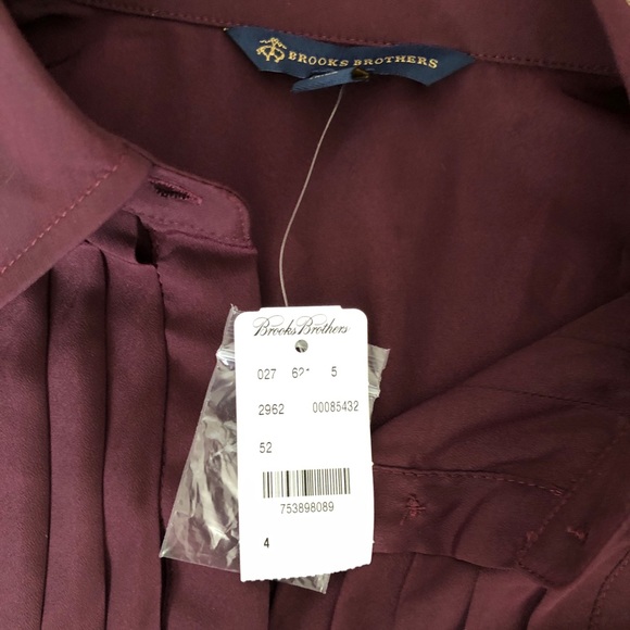 NWT Brooks Brothers Pintucked Bib Burgundy Blouse - Picture 2 of 4